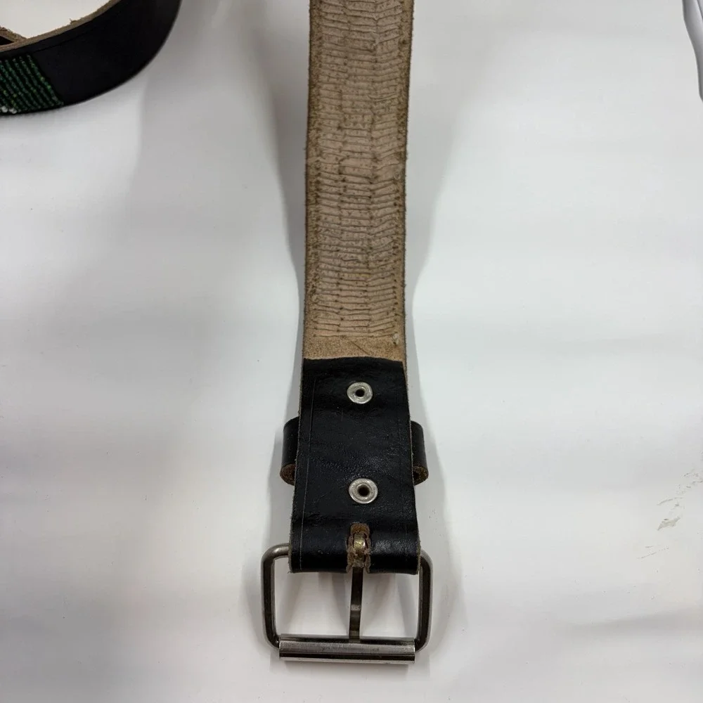 Timberland Brown Genuine Leather Belt Men's Size 34 Brown Top Stitching